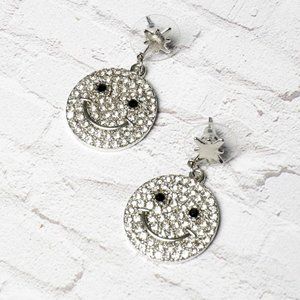 Smiley Face Emoji Rhinestone Drop Earring